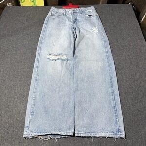 Levis Women's Low Loose Wide Leg Baggy Premium Denim Jeans Light Wash Size 26